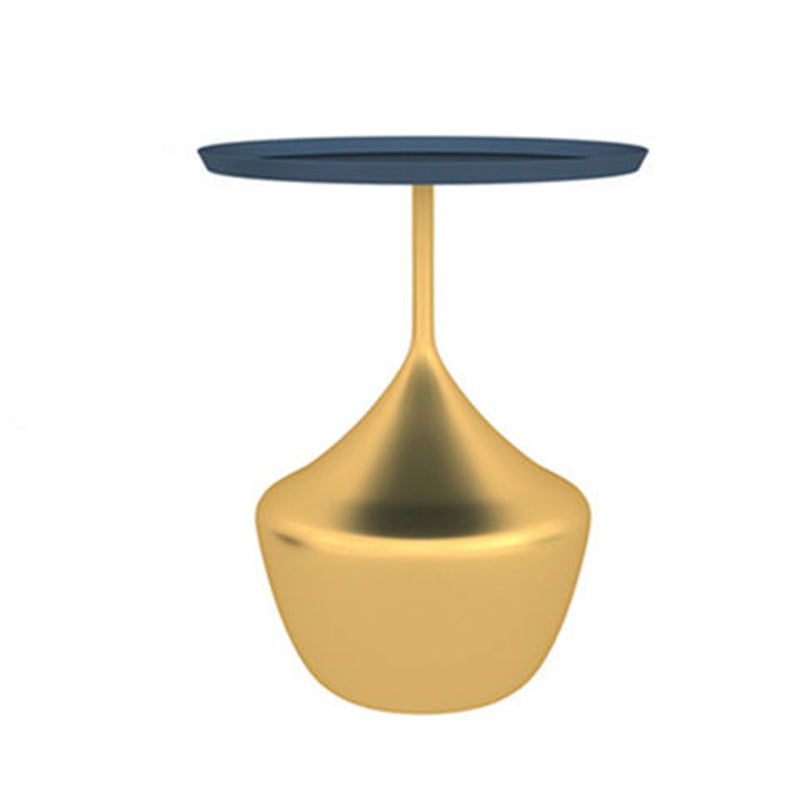 Modern Single Pedestal Base Solid Color Metal Round End Table