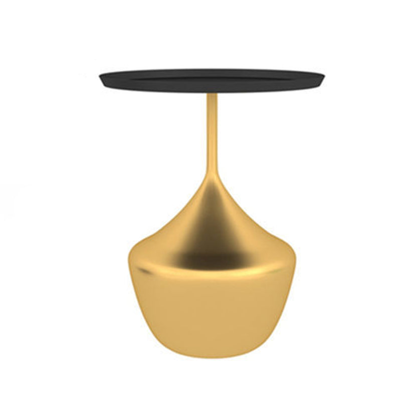 Modern Single Pedestal Base Solid Color Metal Round End Table