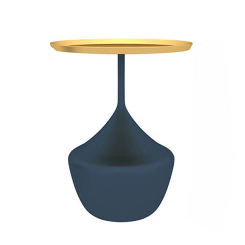 Modern Single Pedestal Base Solid Color Metal Round End Table