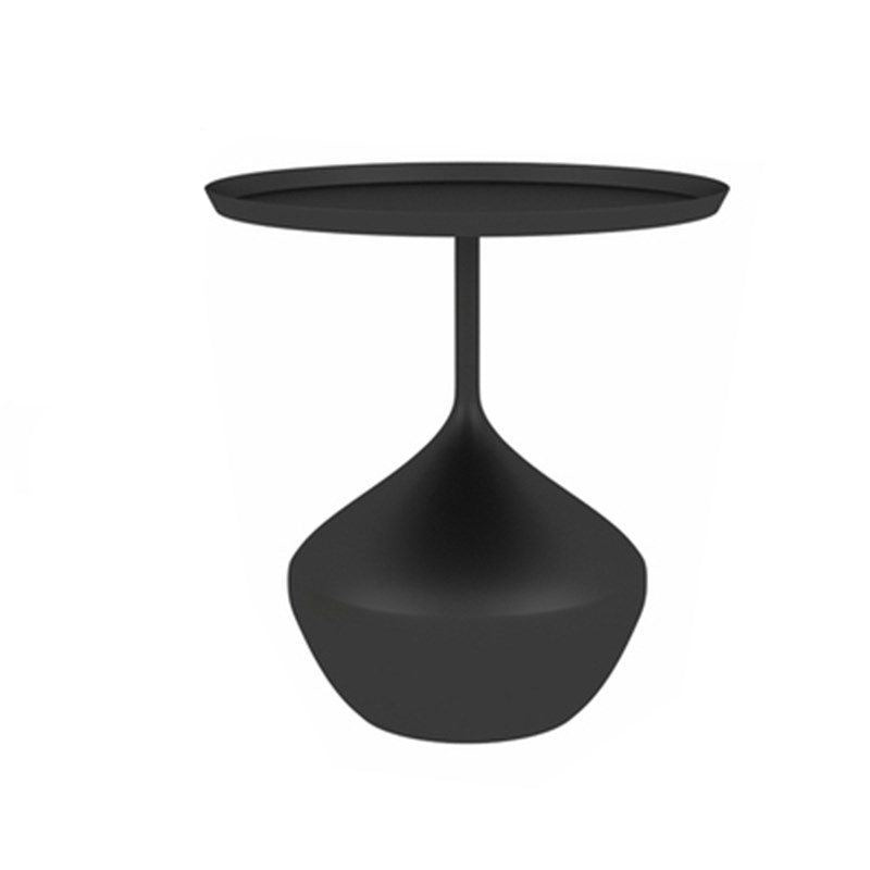 Modern Single Pedestal Base Solid Color Metal Round End Table