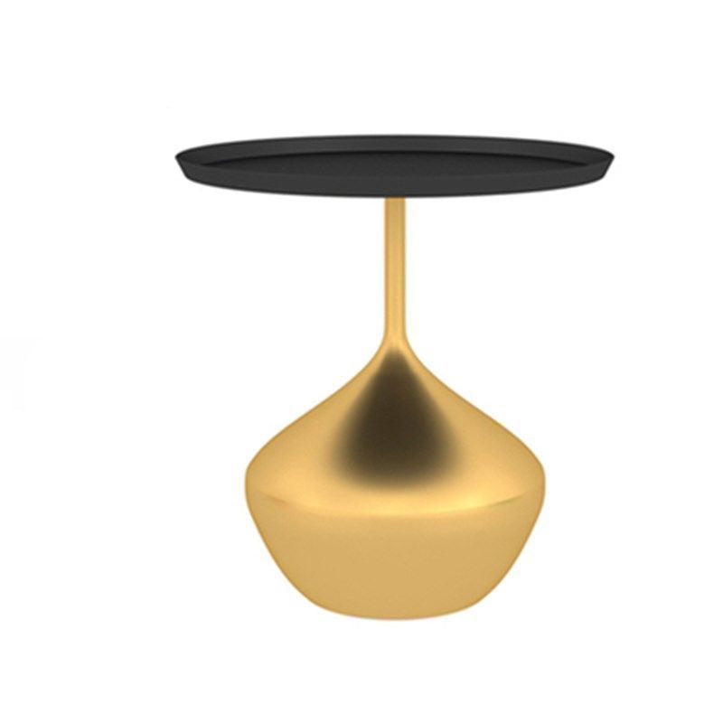Modern Single Pedestal Base Solid Color Metal Round End Table