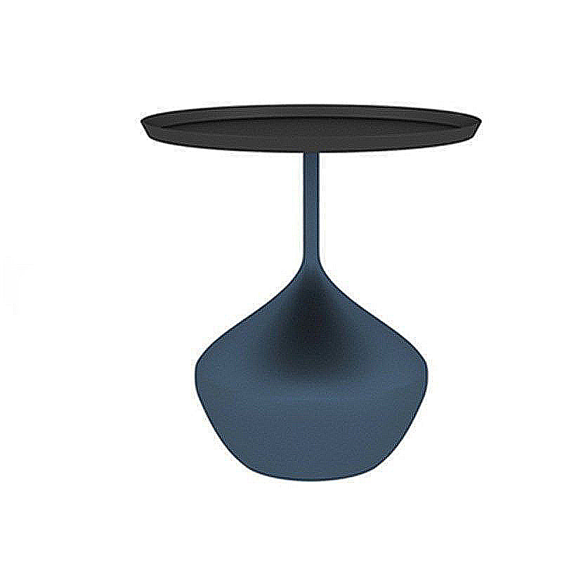 Modern Single Pedestal Base Solid Color Metal Round End Table