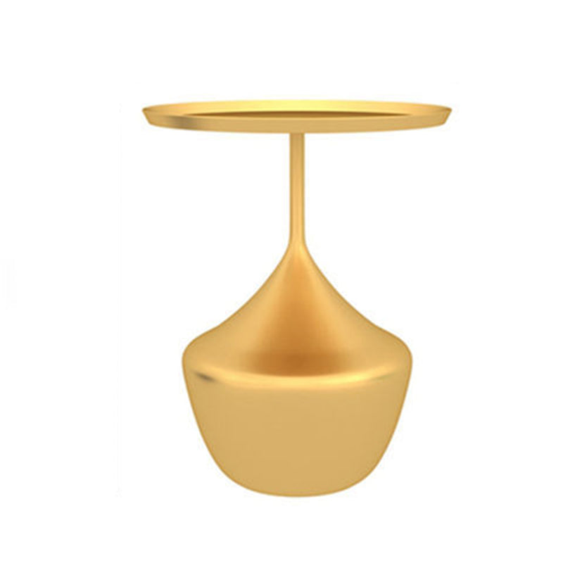 Modern Single Pedestal Base Solid Color Metal Round End Table