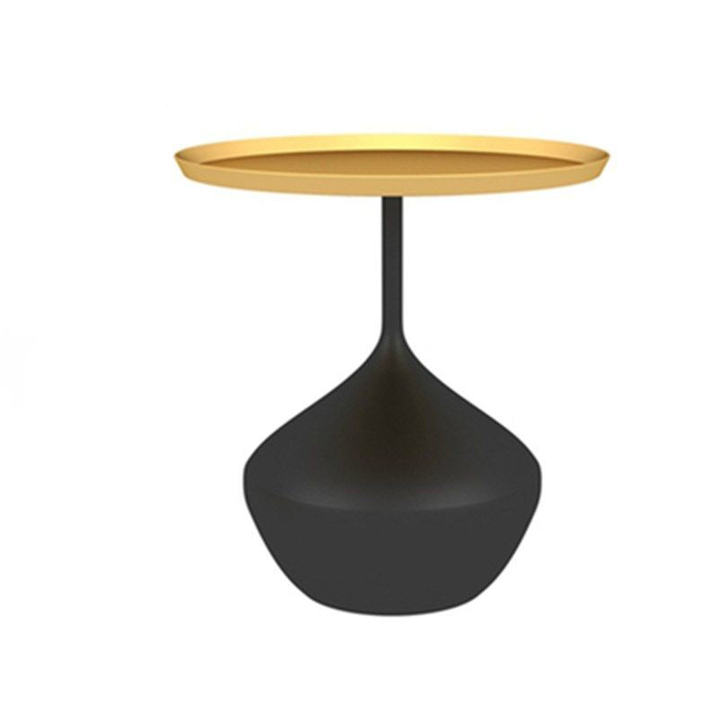 Modern Single Pedestal Base Solid Color Metal Round End Table