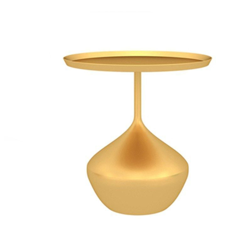 Modern Single Pedestal Base Solid Color Metal Round End Table