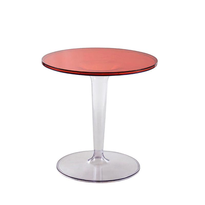 18.8"H Modern Single Pedestal Base Solid Color Plastic Round End Table