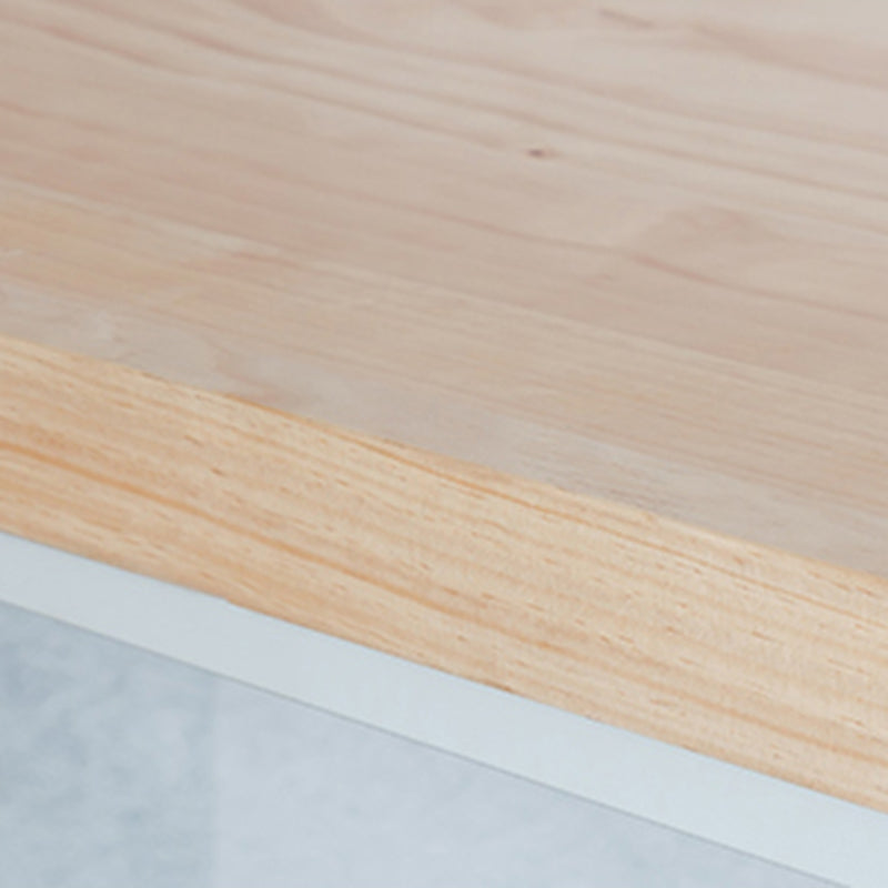 Indoor Wood Counter Wine Table Rectangle Natural and White Bar Height Pub Table