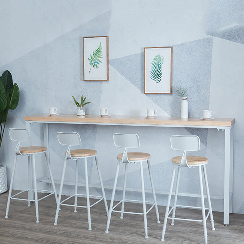 Indoor Wood Counter Wine Table Rectangle Natural and White Bar Height Pub Table