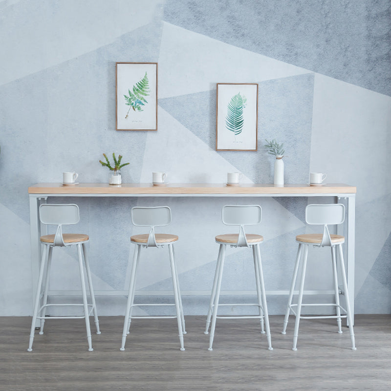 Indoor Wood Counter Wine Table Rectangle Natural and White Bar Height Pub Table