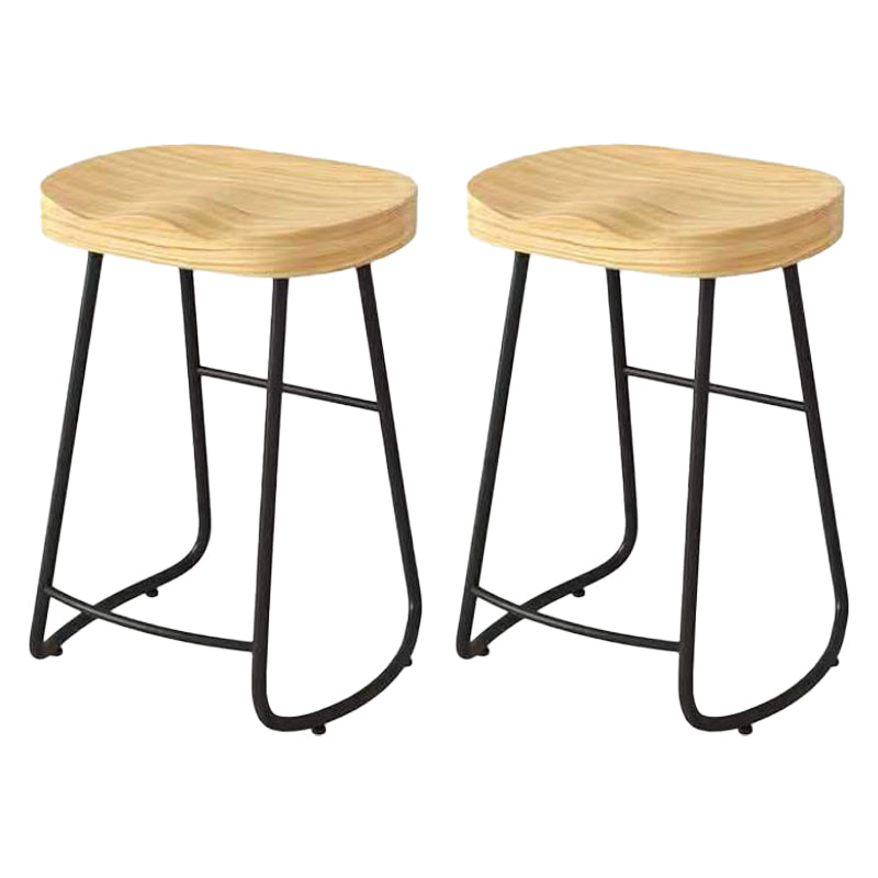 Modern Saddle Seat Bar Stool Wood and Metal Indoor Counter-height Stool