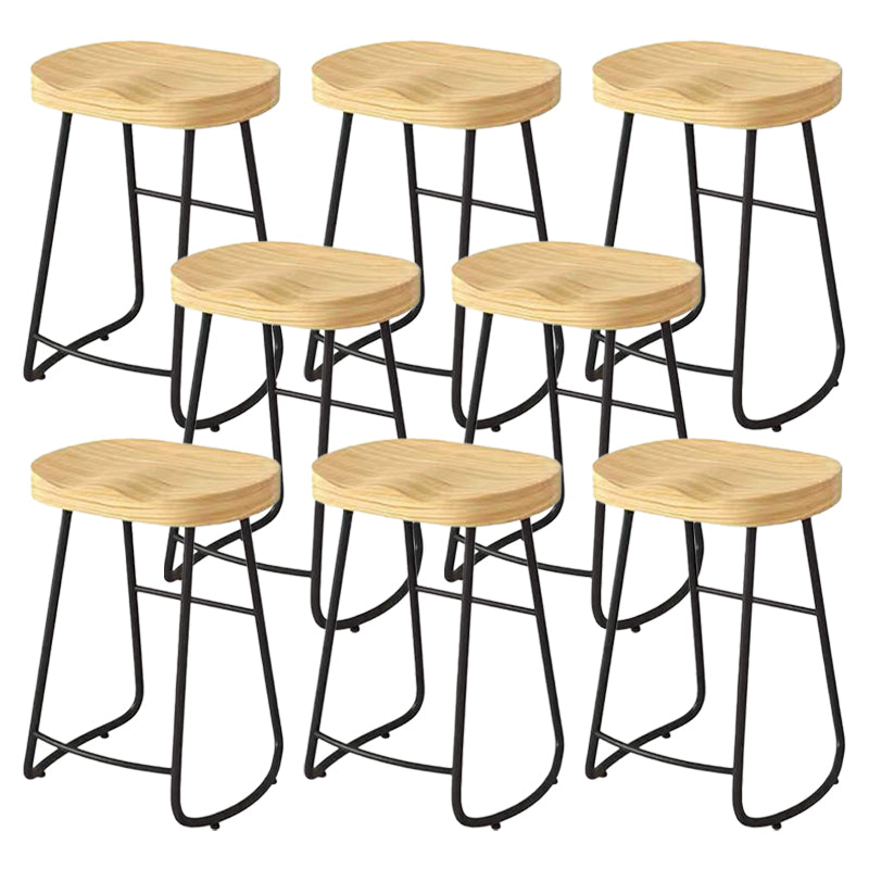 Modern Saddle Seat Bar Stool Wood and Metal Indoor Counter-height Stool