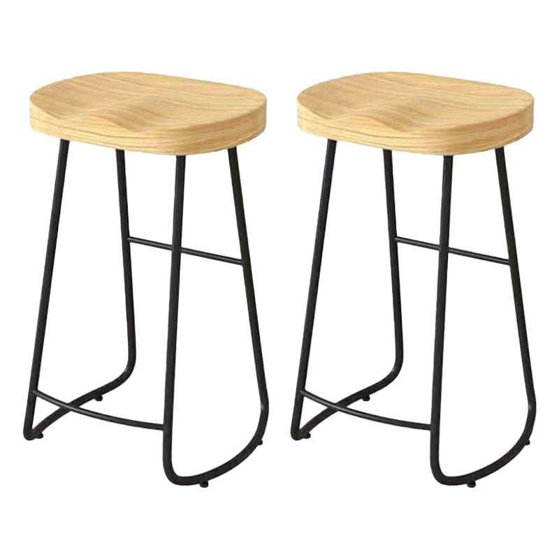 Modern Saddle Seat Bar Stool Wood and Metal Indoor Counter-height Stool