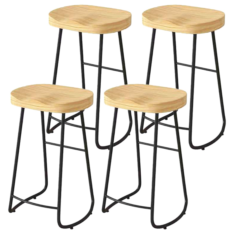 Modern Saddle Seat Bar Stool Wood and Metal Indoor Counter-height Stool