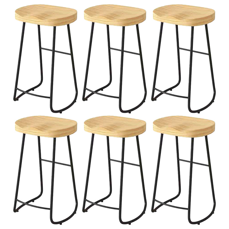 Modern Saddle Seat Bar Stool Wood and Metal Indoor Counter-height Stool
