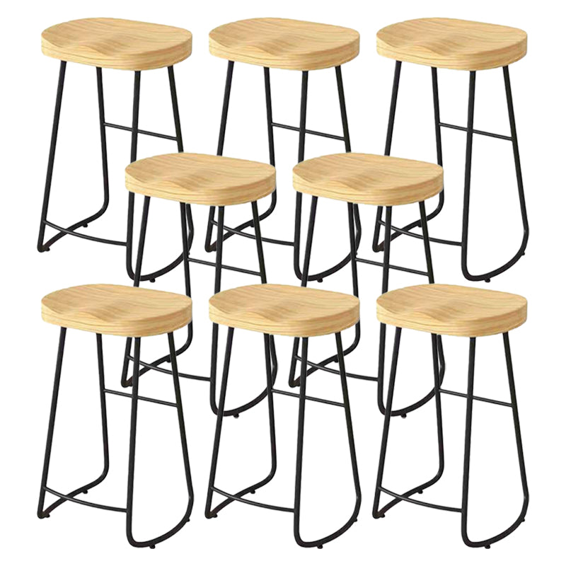 Modern Saddle Seat Bar Stool Wood and Metal Indoor Counter-height Stool