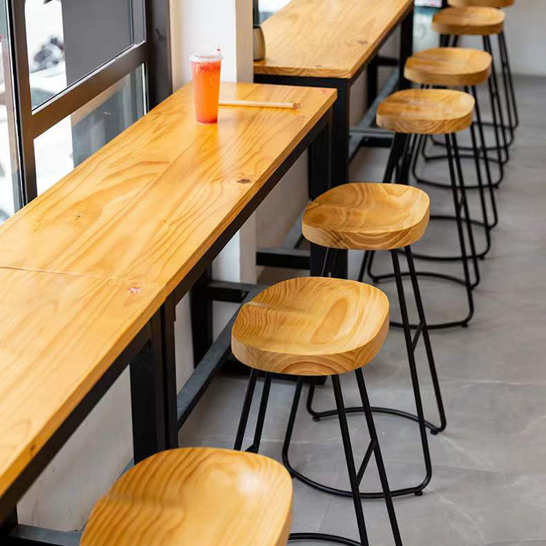 Modern Saddle Seat Bar Stool Wood and Metal Indoor Counter-height Stool