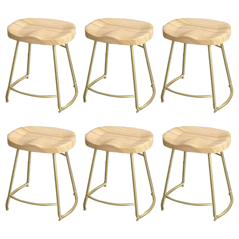 Modern Saddle Seat Bar Stool Wood and Metal Indoor Counter-height Stool