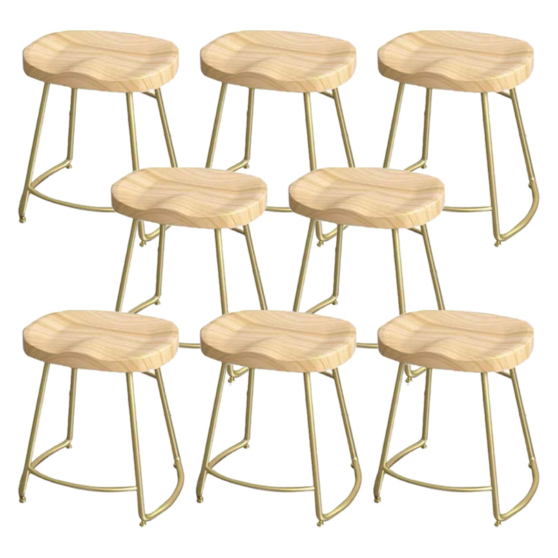 Modern Saddle Seat Bar Stool Wood and Metal Indoor Counter-height Stool