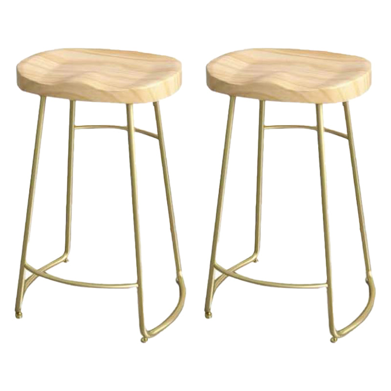 Modern Saddle Seat Bar Stool Wood and Metal Indoor Counter-height Stool