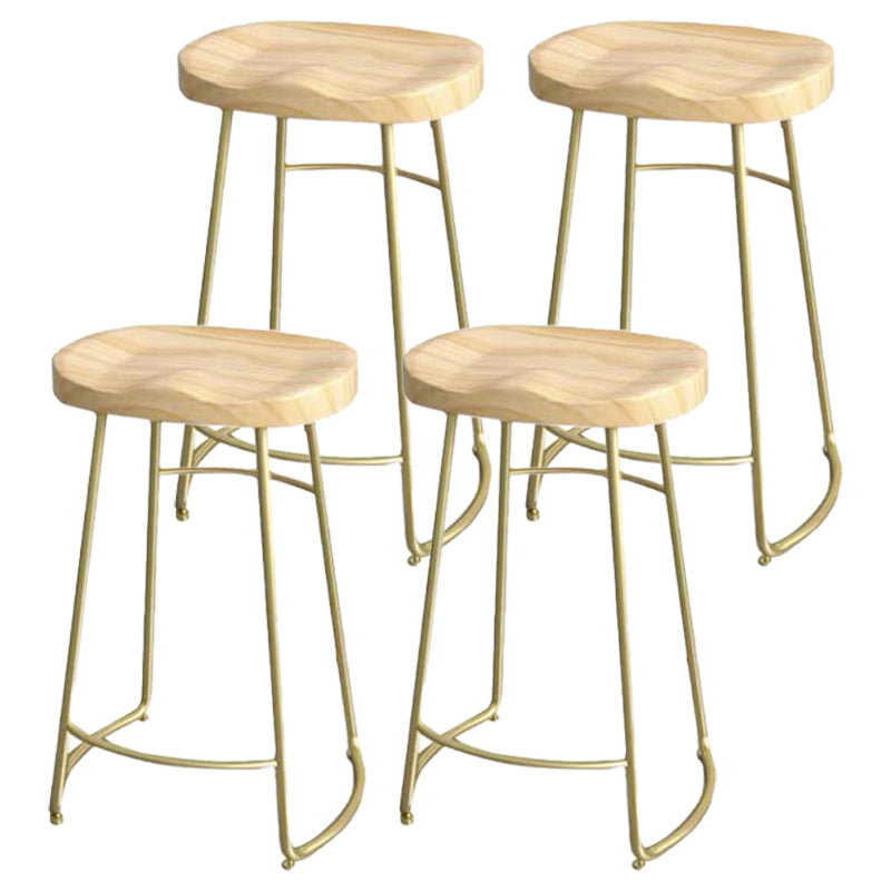 Modern Saddle Seat Bar Stool Wood and Metal Indoor Counter-height Stool