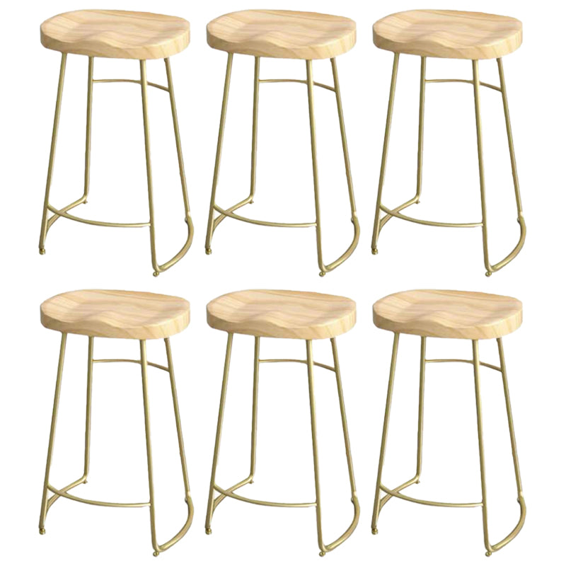 Modern Saddle Seat Bar Stool Wood and Metal Indoor Counter-height Stool