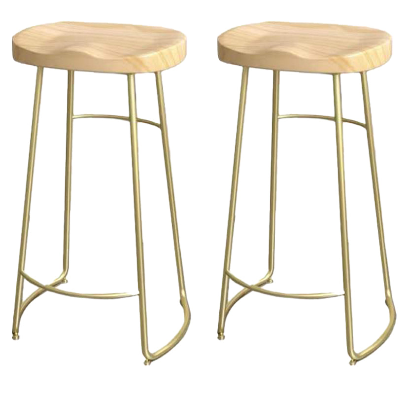 Modern Saddle Seat Bar Stool Wood and Metal Indoor Counter-height Stool