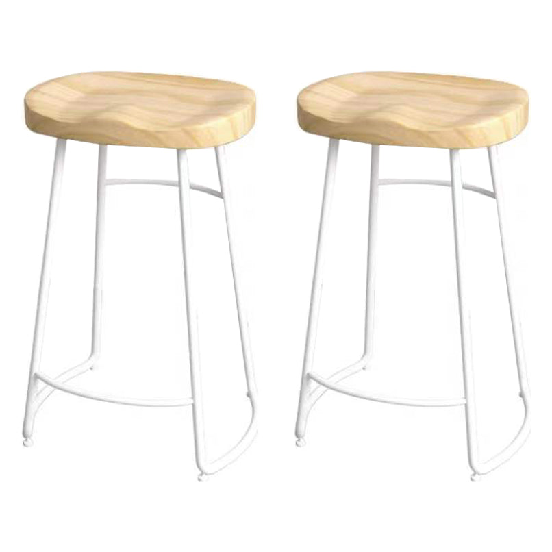 Modern Saddle Seat Bar Stool Wood and Metal Indoor Counter-height Stool