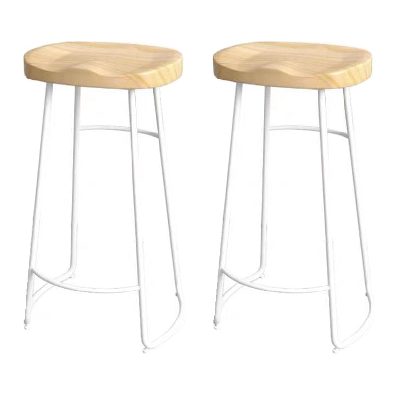 Modern Saddle Seat Bar Stool Wood and Metal Indoor Counter-height Stool