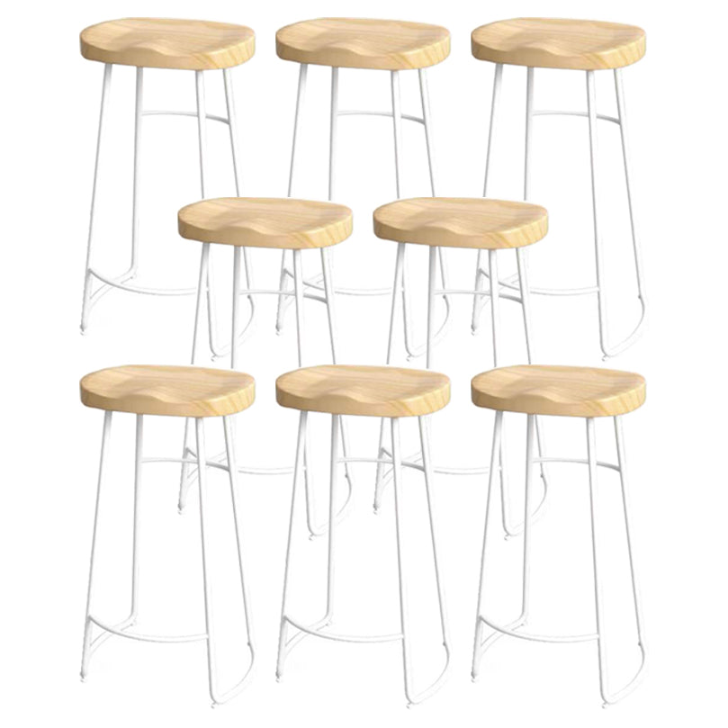 Modern Saddle Seat Bar Stool Wood and Metal Indoor Counter-height Stool