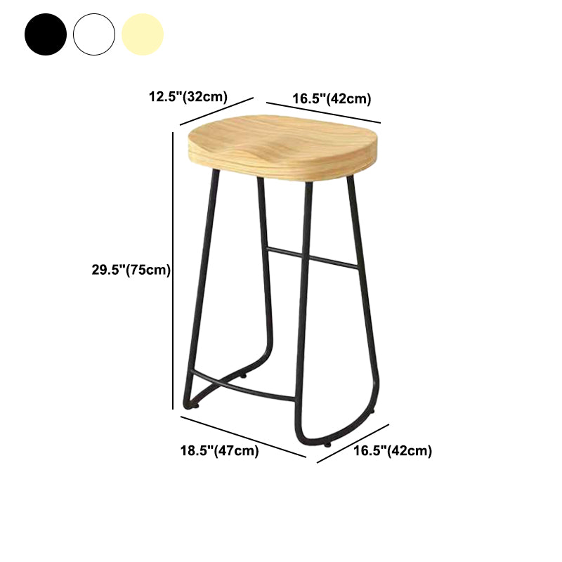 Modern Saddle Seat Bar Stool Wood and Metal Indoor Counter-height Stool