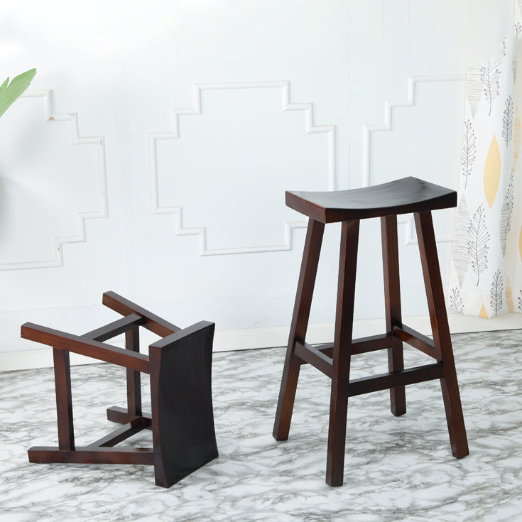 Contoured Seat Footrest Counter-height Stool Modern Solid Wood Counter and Bar Stool