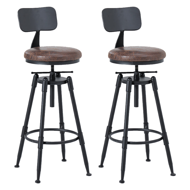 Black Industrial Round Counter Stool Metal Adjustable Height Bar Stool with Swivel