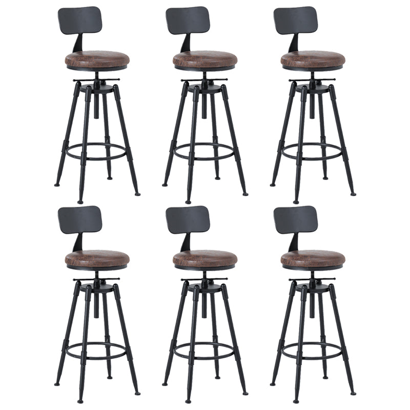 Black Industrial Round Counter Stool Metal Adjustable Height Bar Stool with Swivel