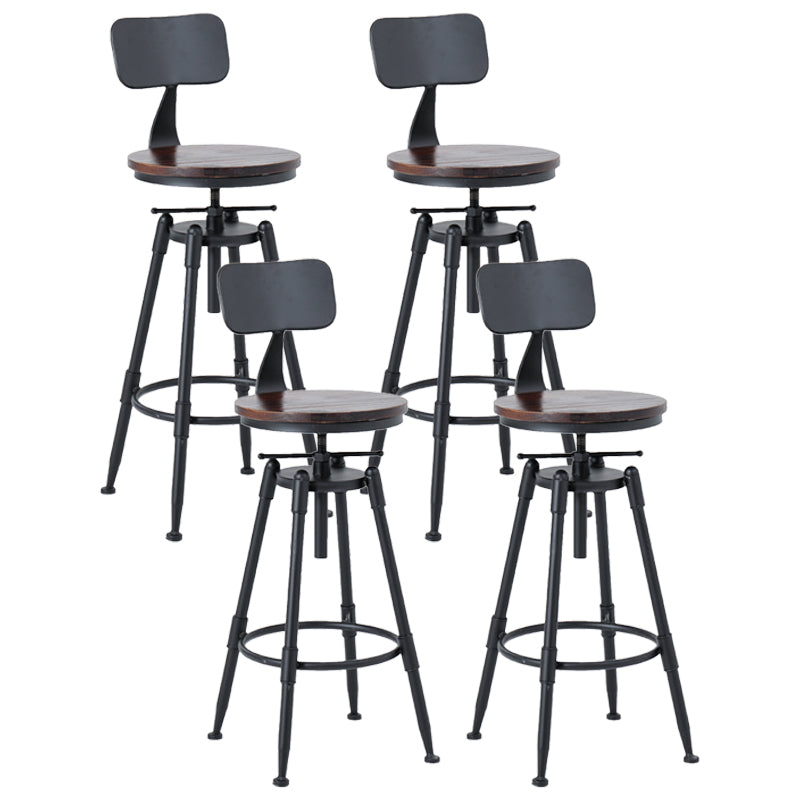 Black Industrial Round Counter Stool Metal Adjustable Height Bar Stool with Swivel