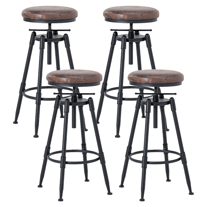 Black Industrial Round Counter Stool Metal Adjustable Height Bar Stool with Swivel
