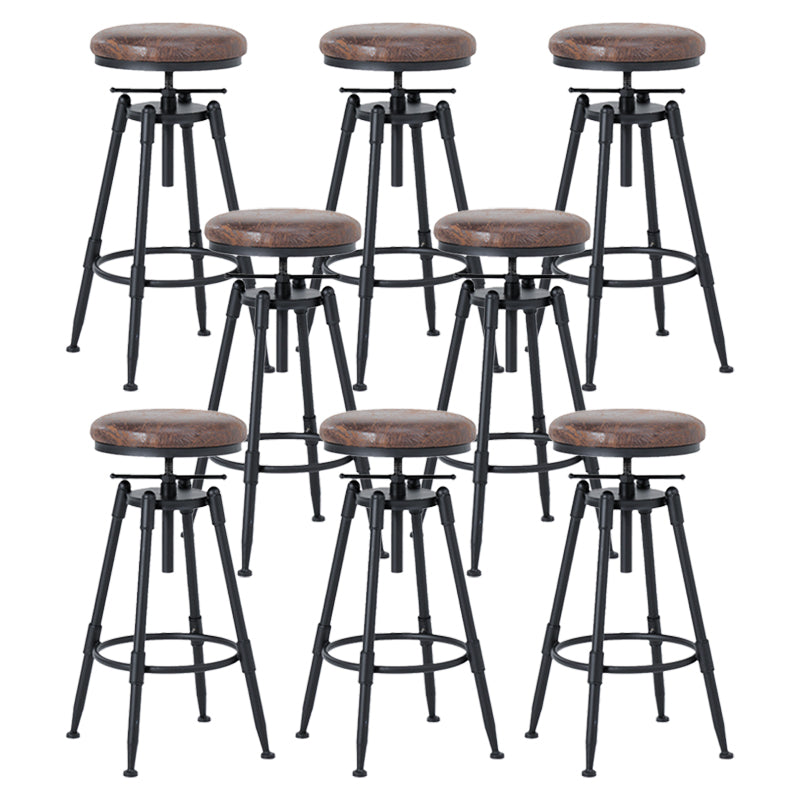Black Industrial Round Counter Stool Metal Adjustable Height Bar Stool with Swivel