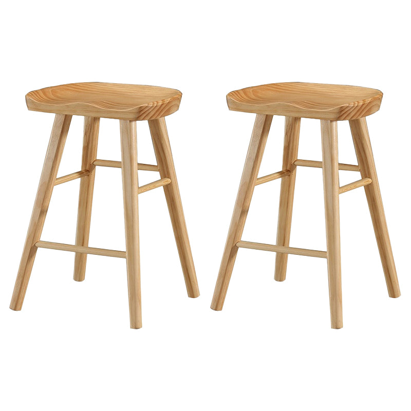 Coffee Shop Simple Wood Barstool Wood 4 Legs Bar Stool with Pedal Base