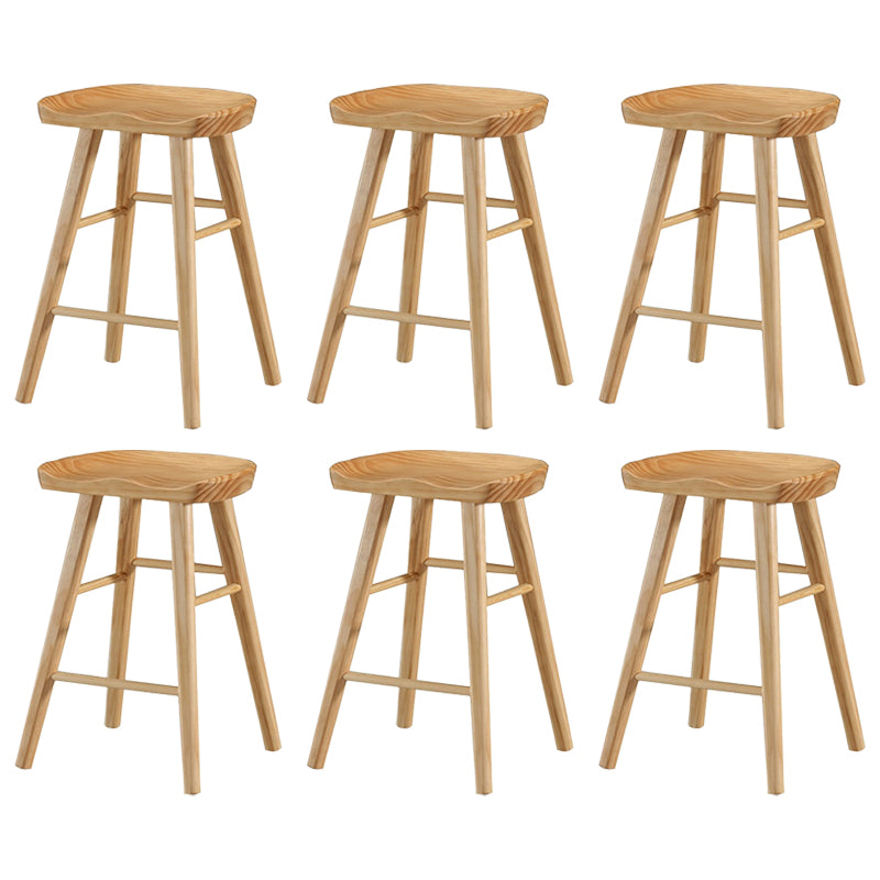 Coffee Shop Simple Wood Barstool Wood 4 Legs Bar Stool with Pedal Base