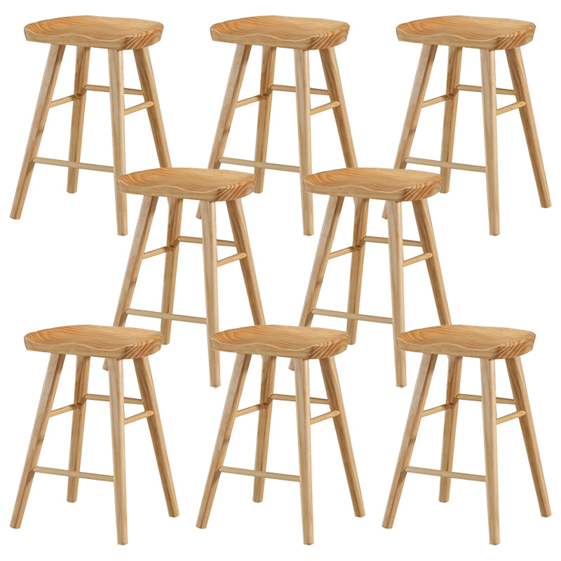 Coffee Shop Simple Wood Barstool Wood 4 Legs Bar Stool with Pedal Base