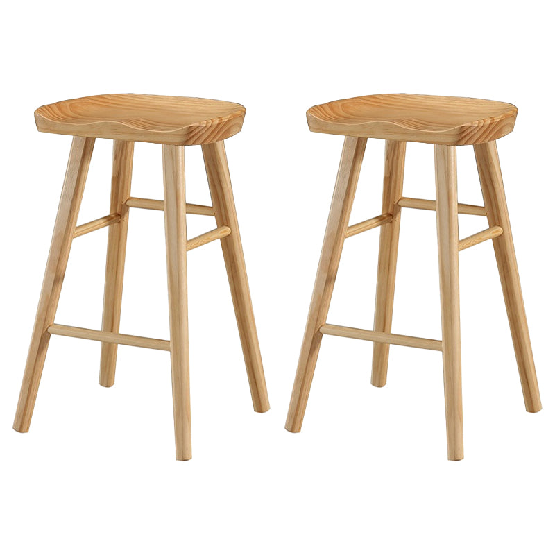 Coffee Shop Simple Wood Barstool Wood 4 Legs Bar Stool with Pedal Base