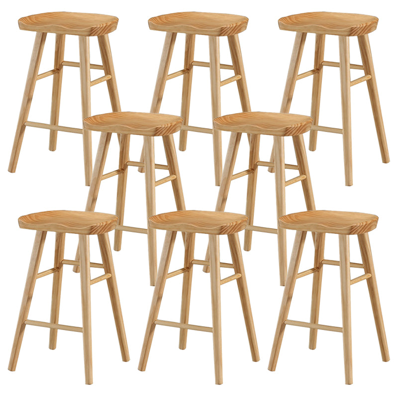 Coffee Shop Simple Wood Barstool Wood 4 Legs Bar Stool with Pedal Base