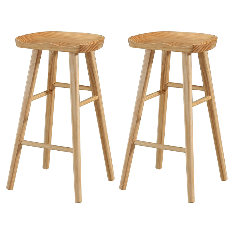 Coffee Shop Simple Wood Barstool Wood 4 Legs Bar Stool with Pedal Base