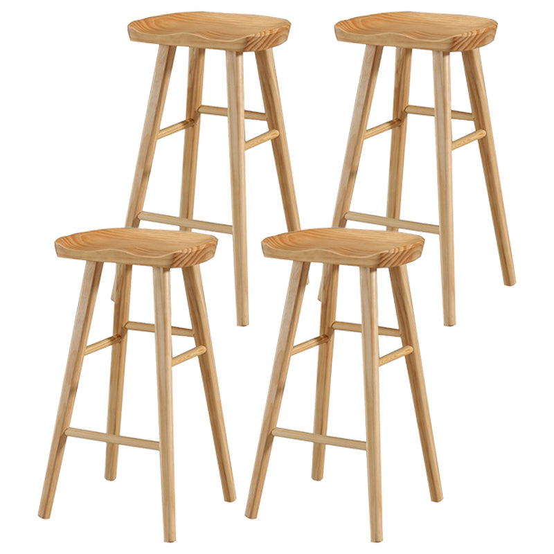 Coffee Shop Simple Wood Barstool Wood 4 Legs Bar Stool with Pedal Base