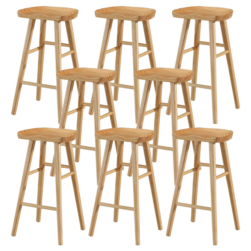 Coffee Shop Simple Wood Barstool Wood 4 Legs Bar Stool with Pedal Base