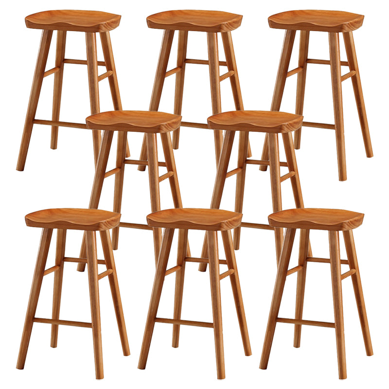 Coffee Shop Simple Wood Barstool Wood 4 Legs Bar Stool with Pedal Base