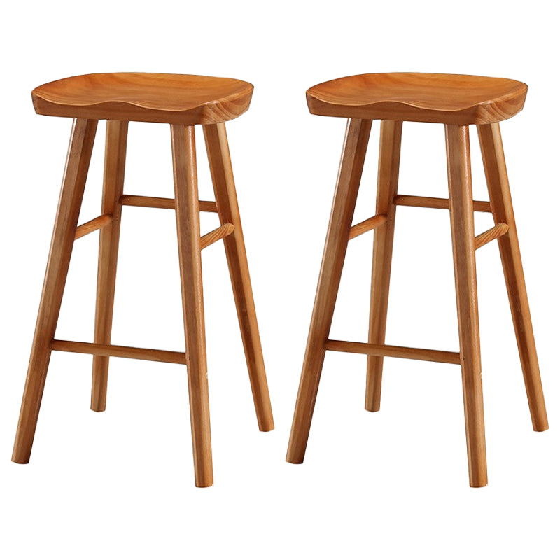 Coffee Shop Simple Wood Barstool Wood 4 Legs Bar Stool with Pedal Base
