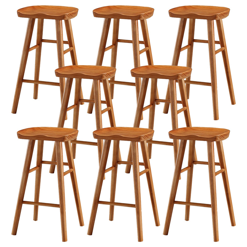 Coffee Shop Simple Wood Barstool Wood 4 Legs Bar Stool with Pedal Base