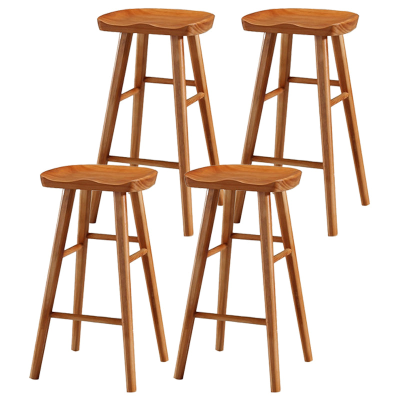 Coffee Shop Simple Wood Barstool Wood 4 Legs Bar Stool with Pedal Base
