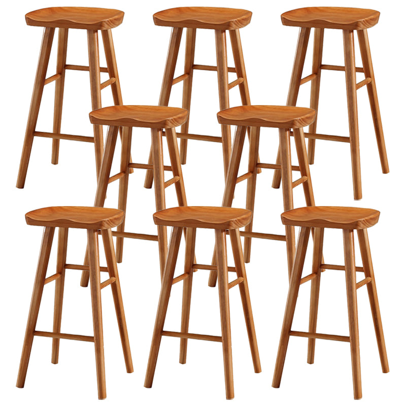 Coffee Shop Simple Wood Barstool Wood 4 Legs Bar Stool with Pedal Base