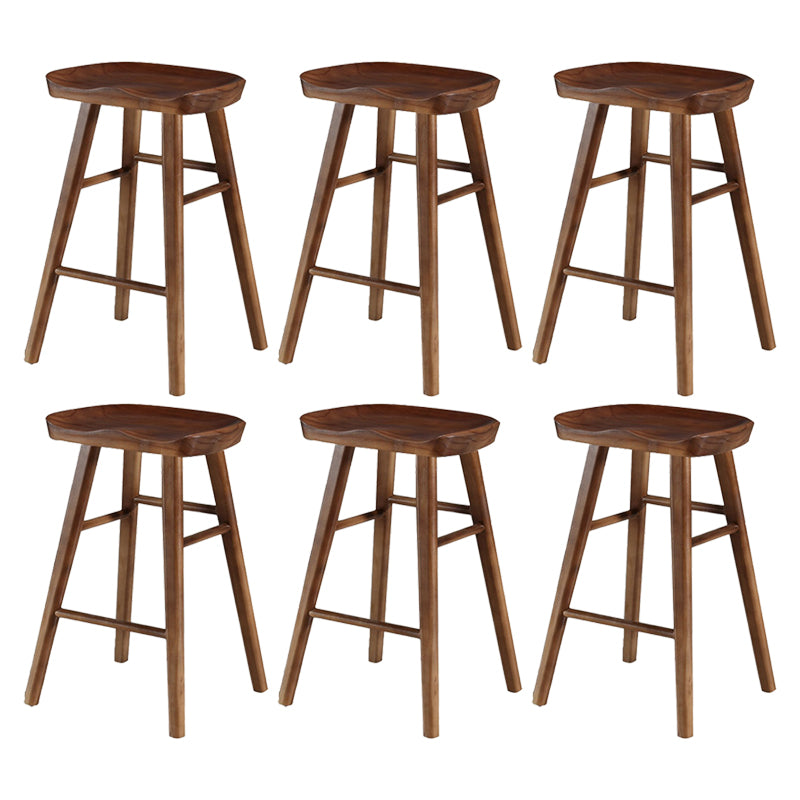 Coffee Shop Simple Wood Barstool Wood 4 Legs Bar Stool with Pedal Base